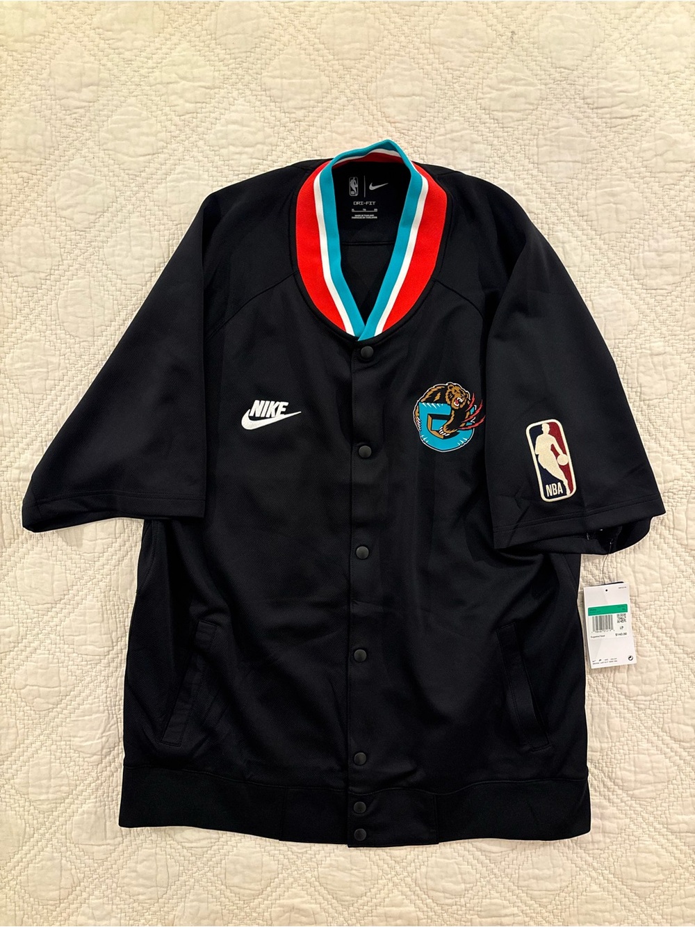 NWT Nike Dri Fit NBA Memphis Grizzlies Hardwood Classics Button Jacket Mens XL